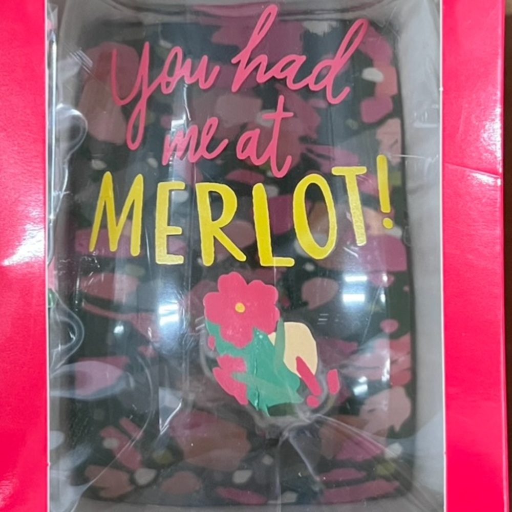 You Had Me at Merlot! Giant Acrylic Stemless Wine Glass w/ Pen Notecards Charms